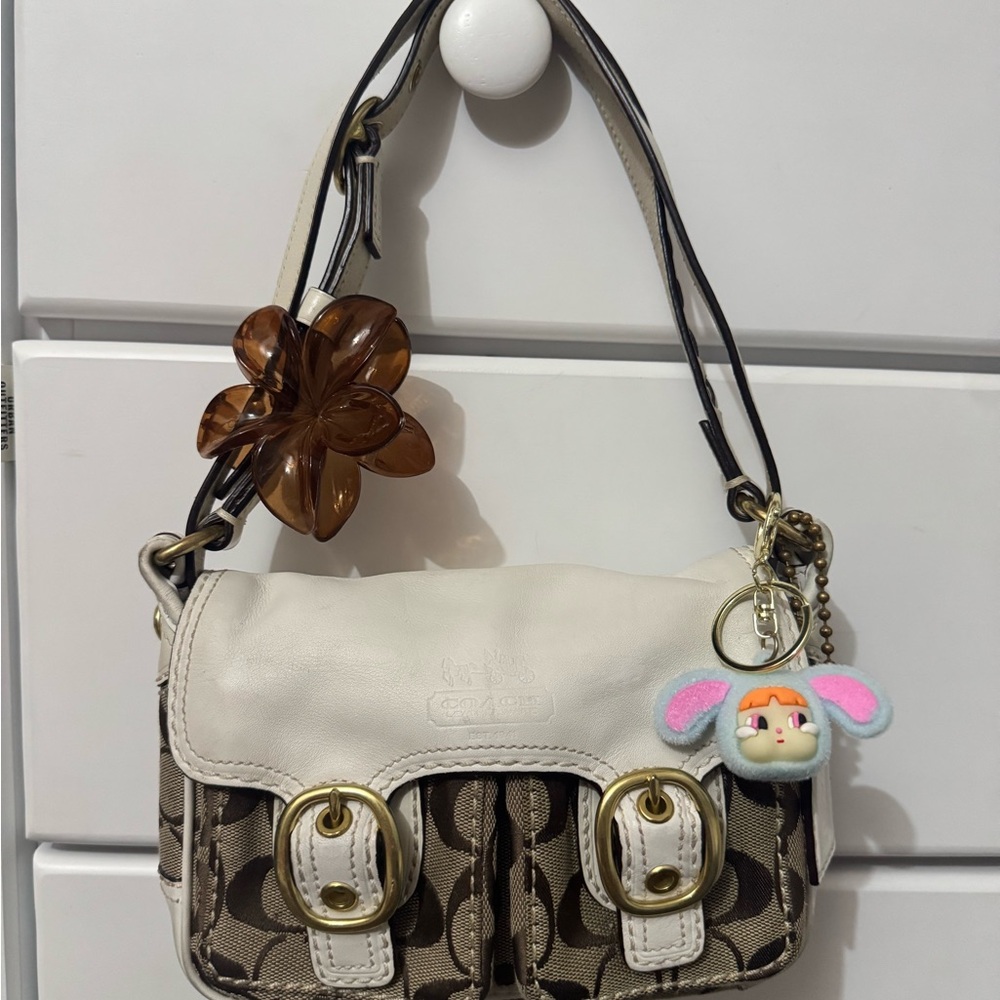 Coach 2007 Mini Signature Canvas and white leather